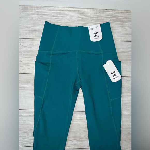 Xersion Anti Odor 7/8 Ankle Leggings High Rise Womens Size small Aqua Green - Picture 3 of 9